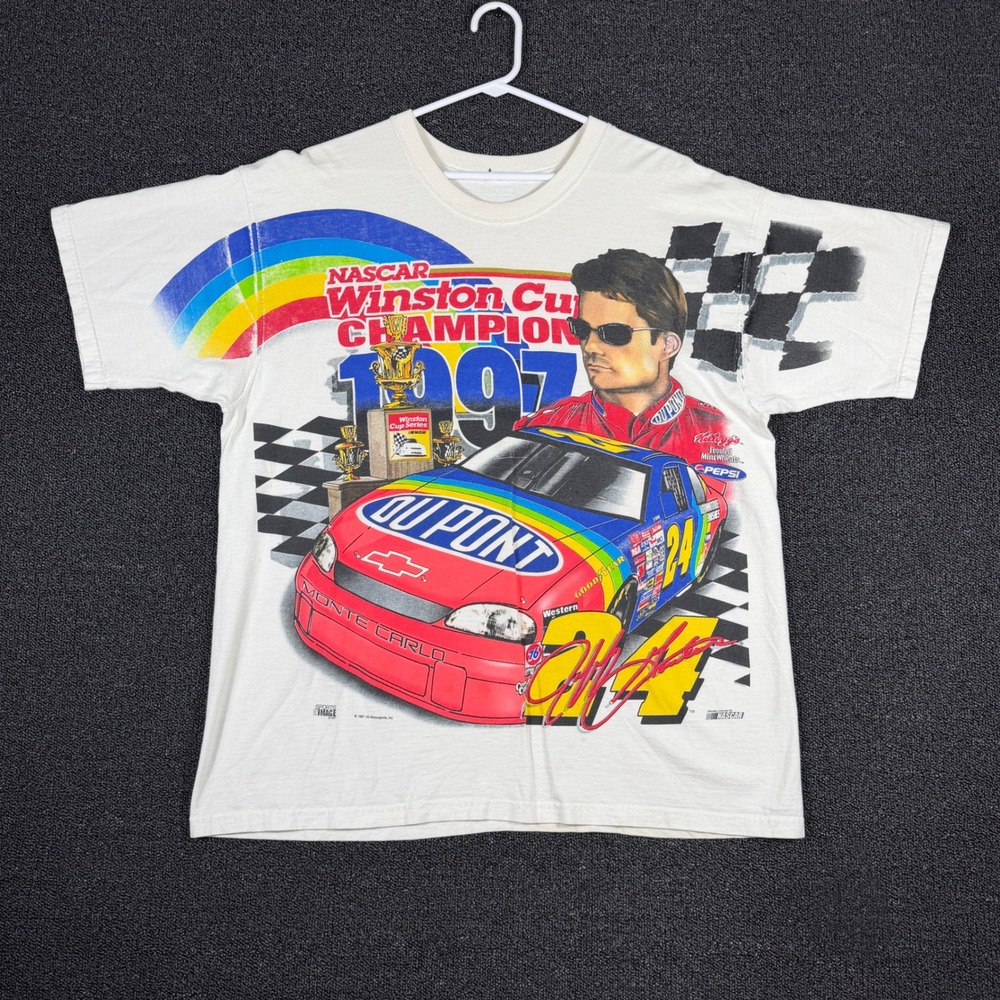 Vintage 1997 NASCAR Jeff Gordon Winston Cup Champion T-Shirt All Over Print XL